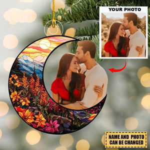 I Love You To The Moon And Back - Personalized Custom Photo Mica Ornament - Christmas Gift For Family, Couple, Family Members