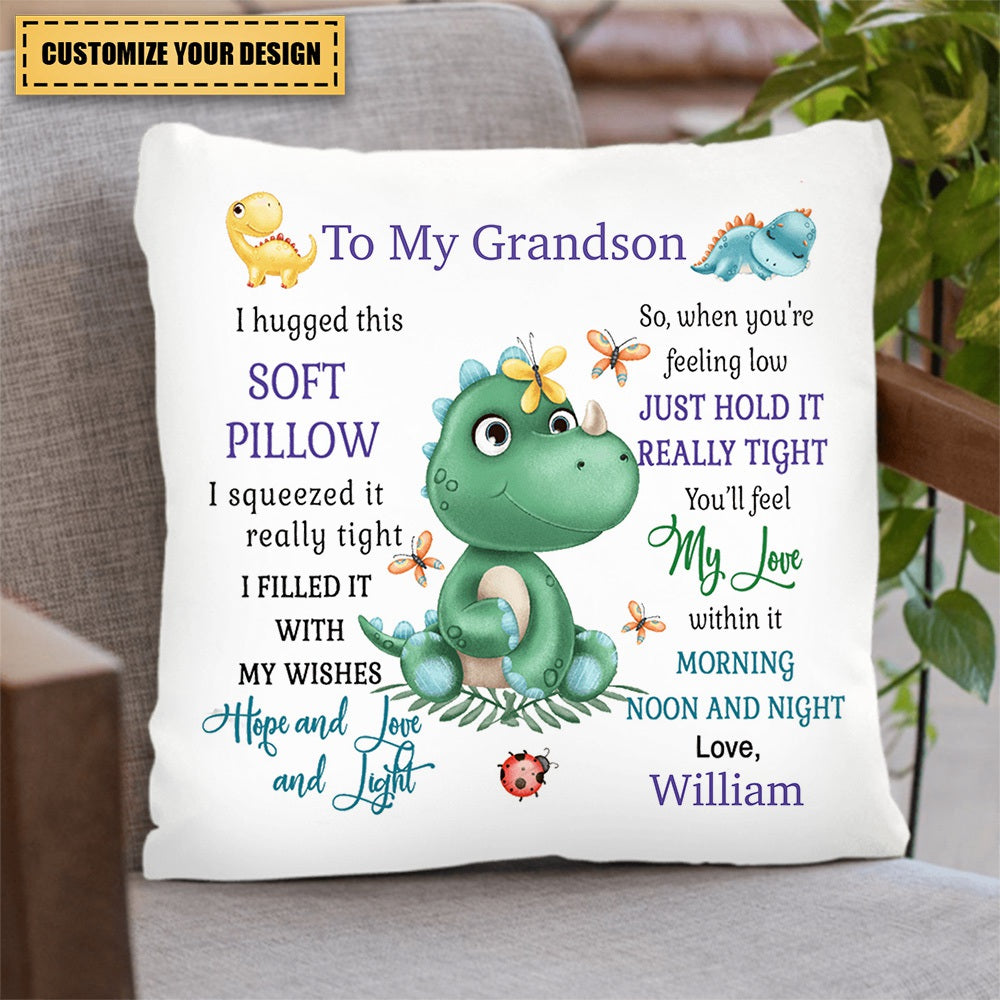I Hugged This Soft Dinosaur Pillow Gift for Granddaughter Grandson