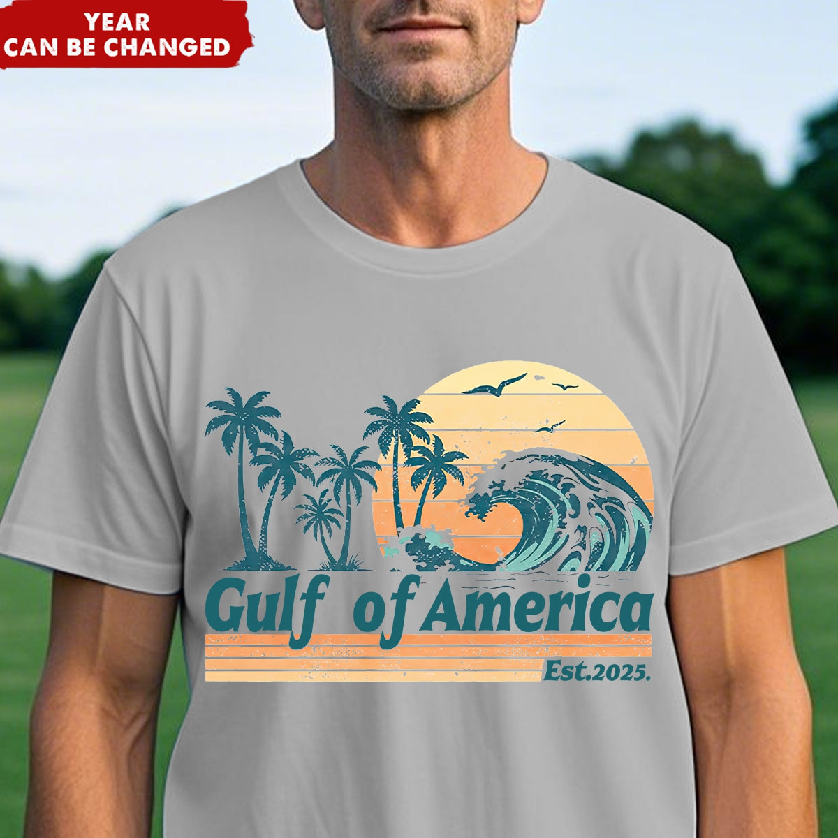 Gulf Of US America Flag Personalized Beach T-Shirt
