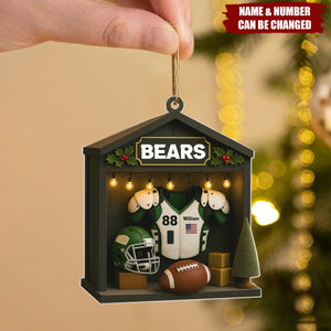 2D FLAT Personalized Football Ornament Acrylic , Football Room Xmas Ornament
