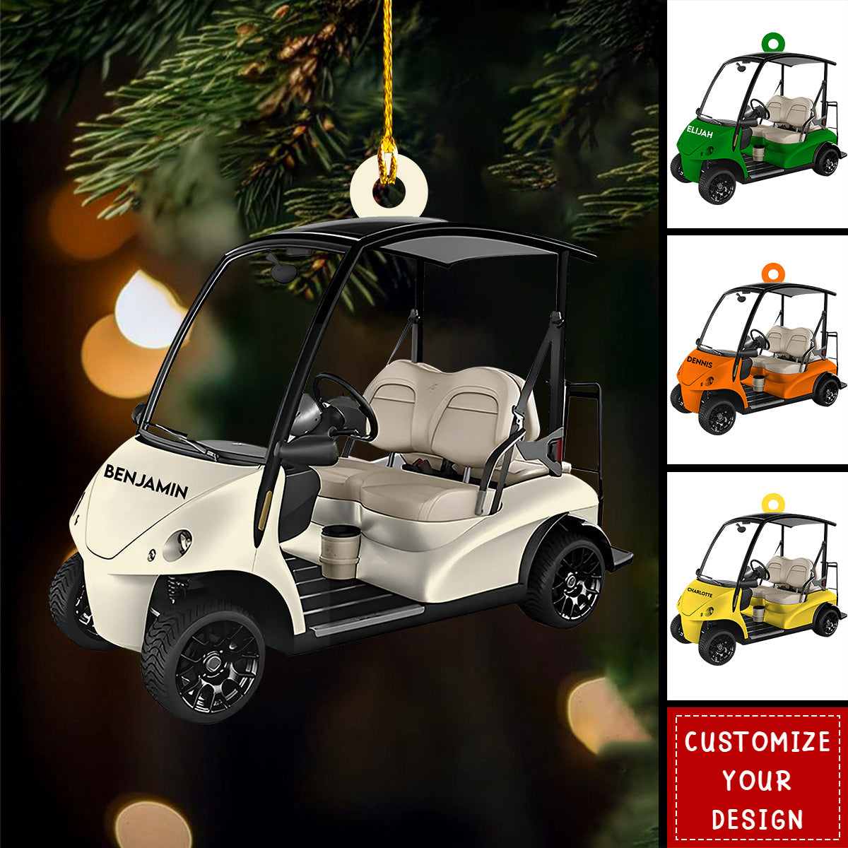 Custom Golf Buggy - Personalized Acrylic Ornament, Christmas Gift For Golf Lover