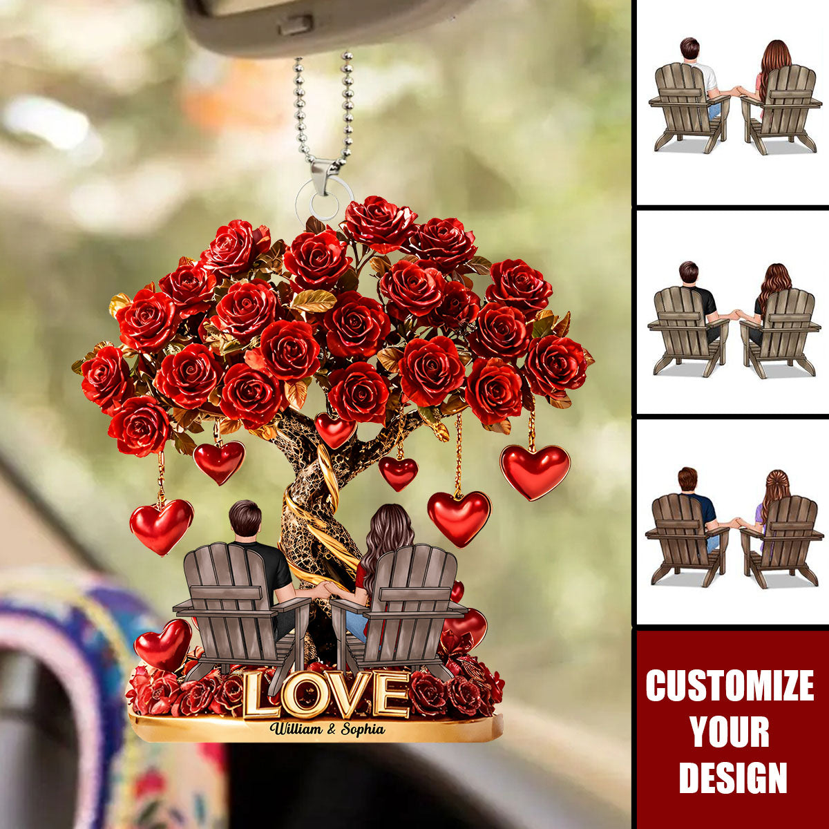 Tree Of Love - Personalized Couple Car Ornament