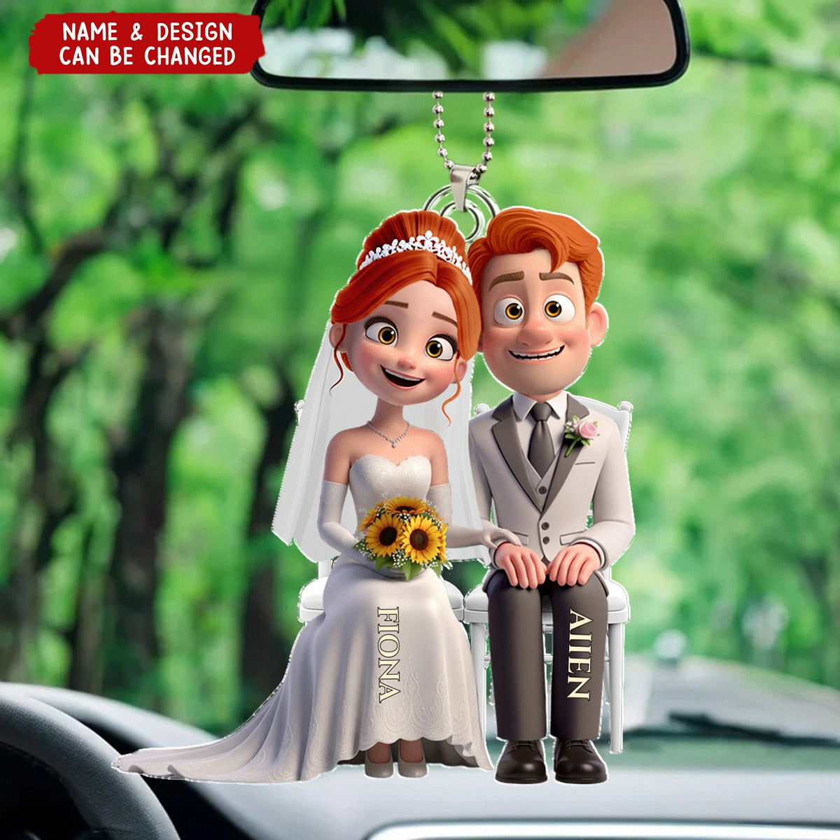 Wedding Couple Acrylic Car Ornament - Personalized Gifts For Couple