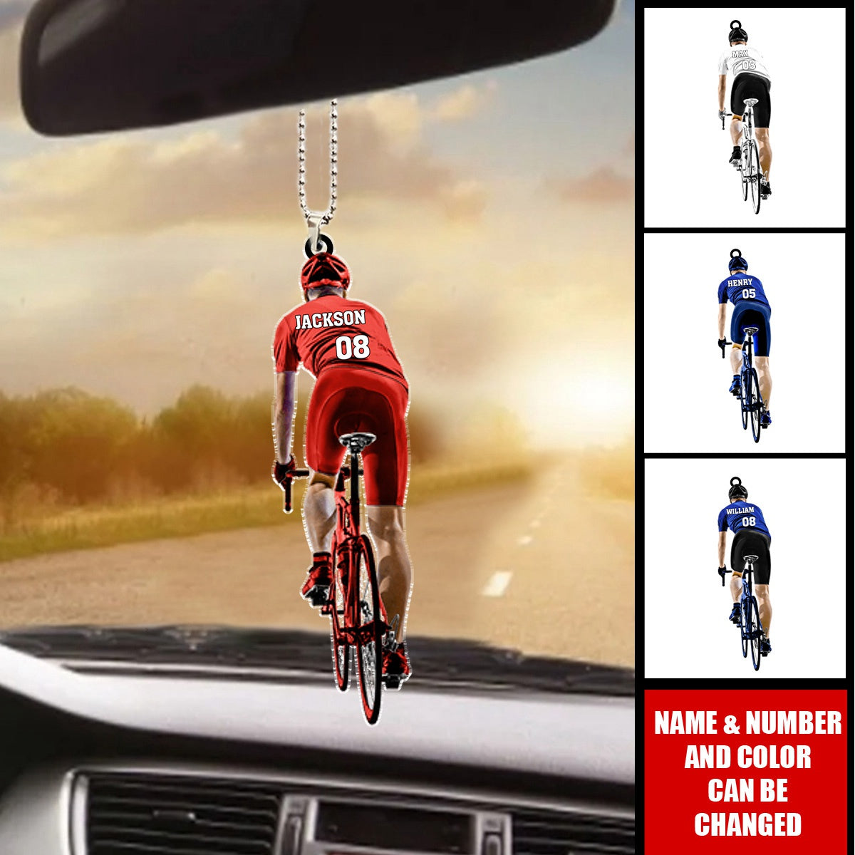 Personalized Cyclist, Bicyclist, Mountain Bike Riding Acrylic Ornament