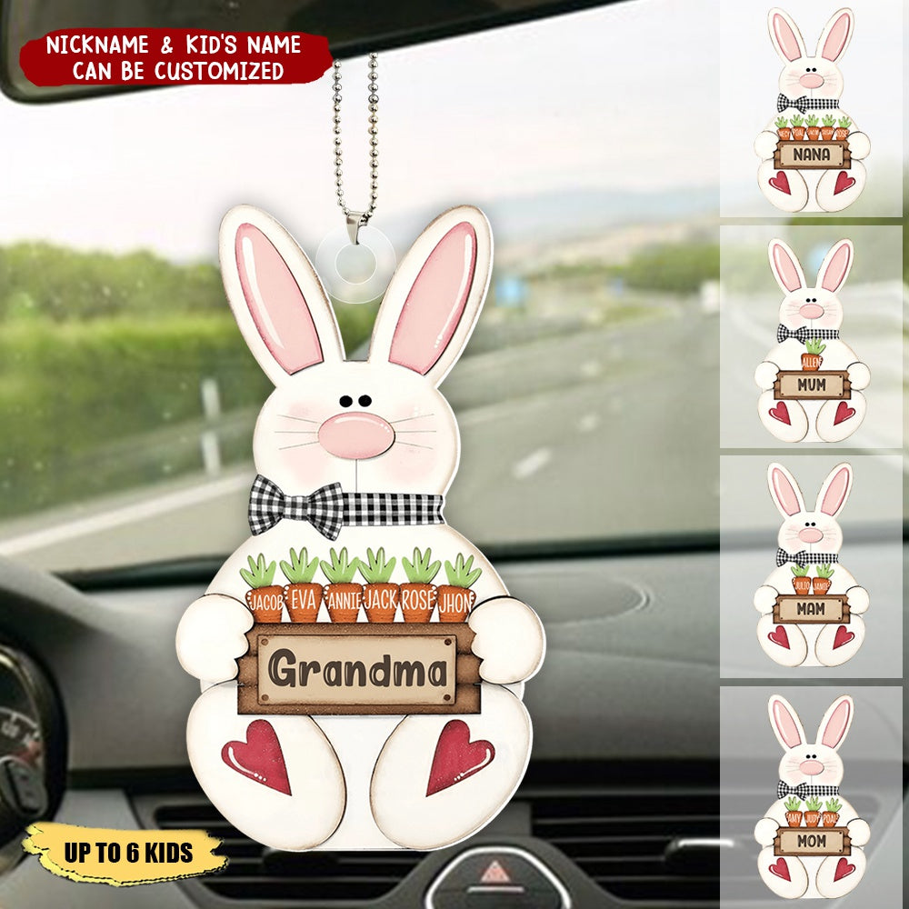 Cute Easter Bunny Grandma Mom Carrot Kids Personalized Acrylic Ornament
