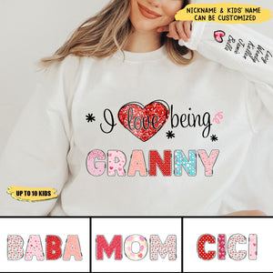 I Love Being Gigi Heart With Grandkids - Personalized Valentine Sweatshirt, Gift For Grandma