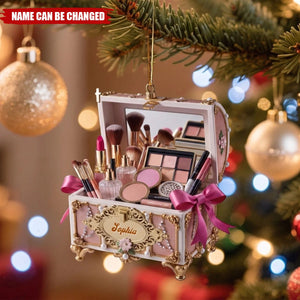 Personalized Makeup Lover Acrylic Ornament - Custom Beauty Bag Gift Idea