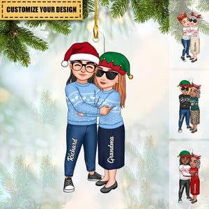 Grandma & Grandkid Hugging Christmas Gift For Teenage Adult Granddaughter Grandson Grandchildren Personalized Acrylic Ornament
