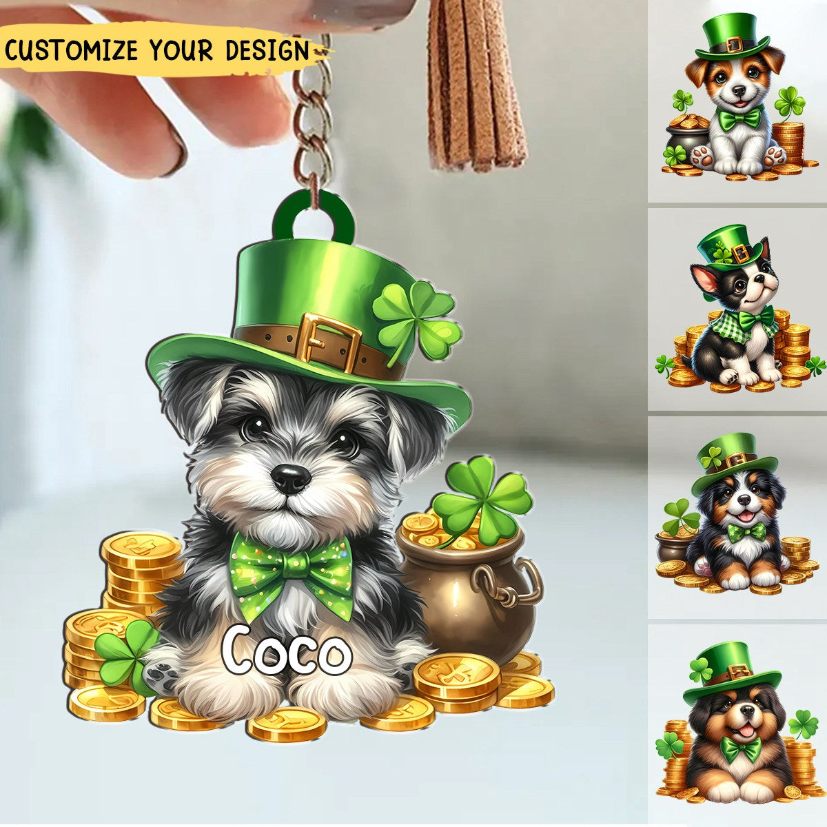 Saint Patrick Day - Personalized Cute Dog Keychain