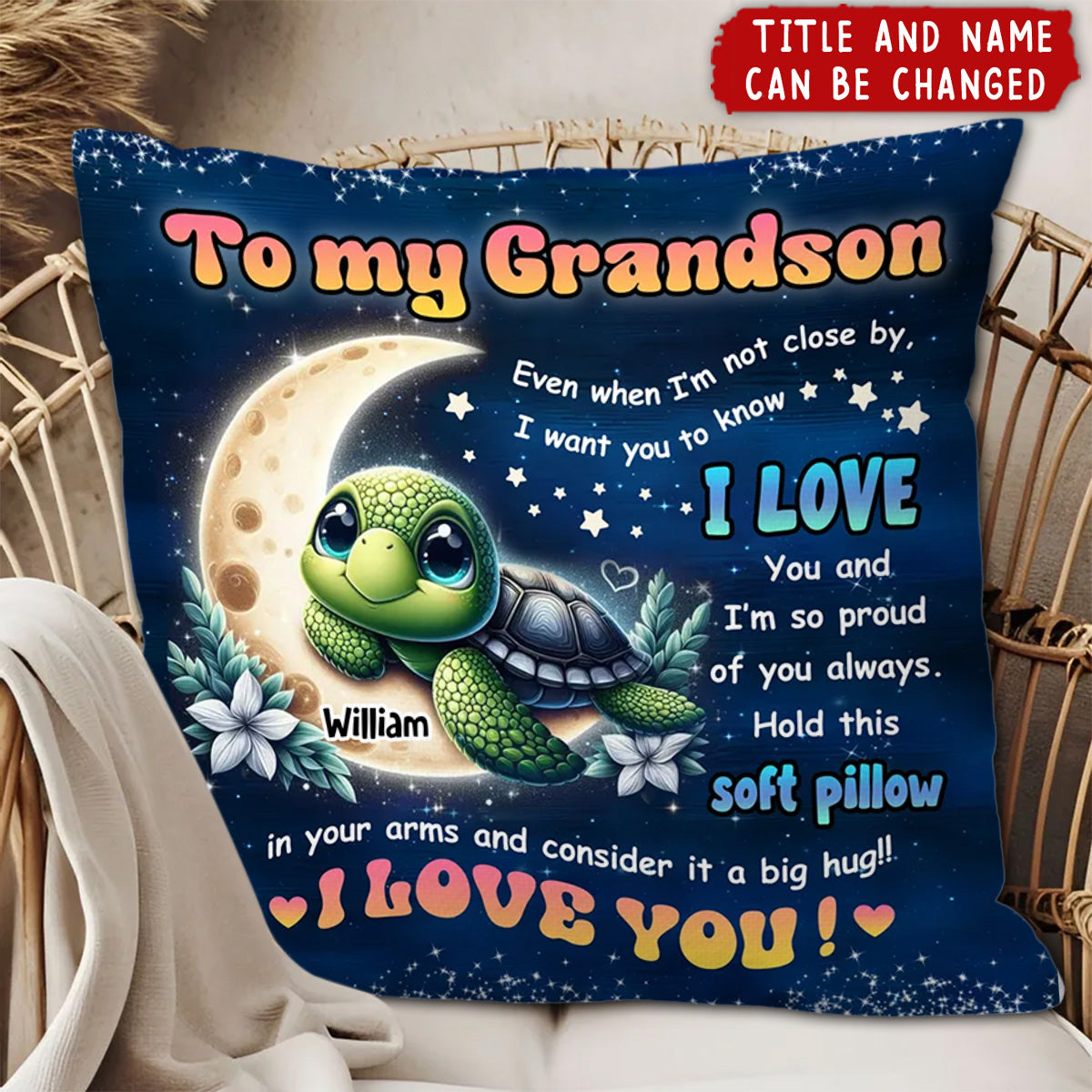 Personalized Gift For Grandson Turtle I Am Proud Of You Pillow