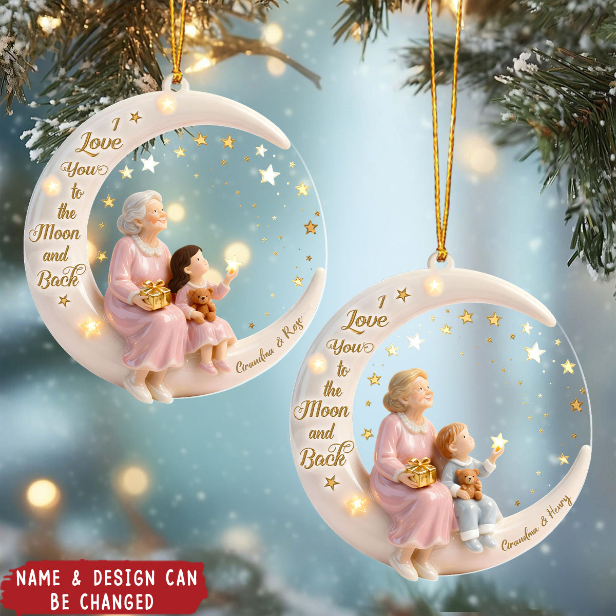 I Love You To The Moon And Back - Personalized 1-Layer Acrylic Ornament