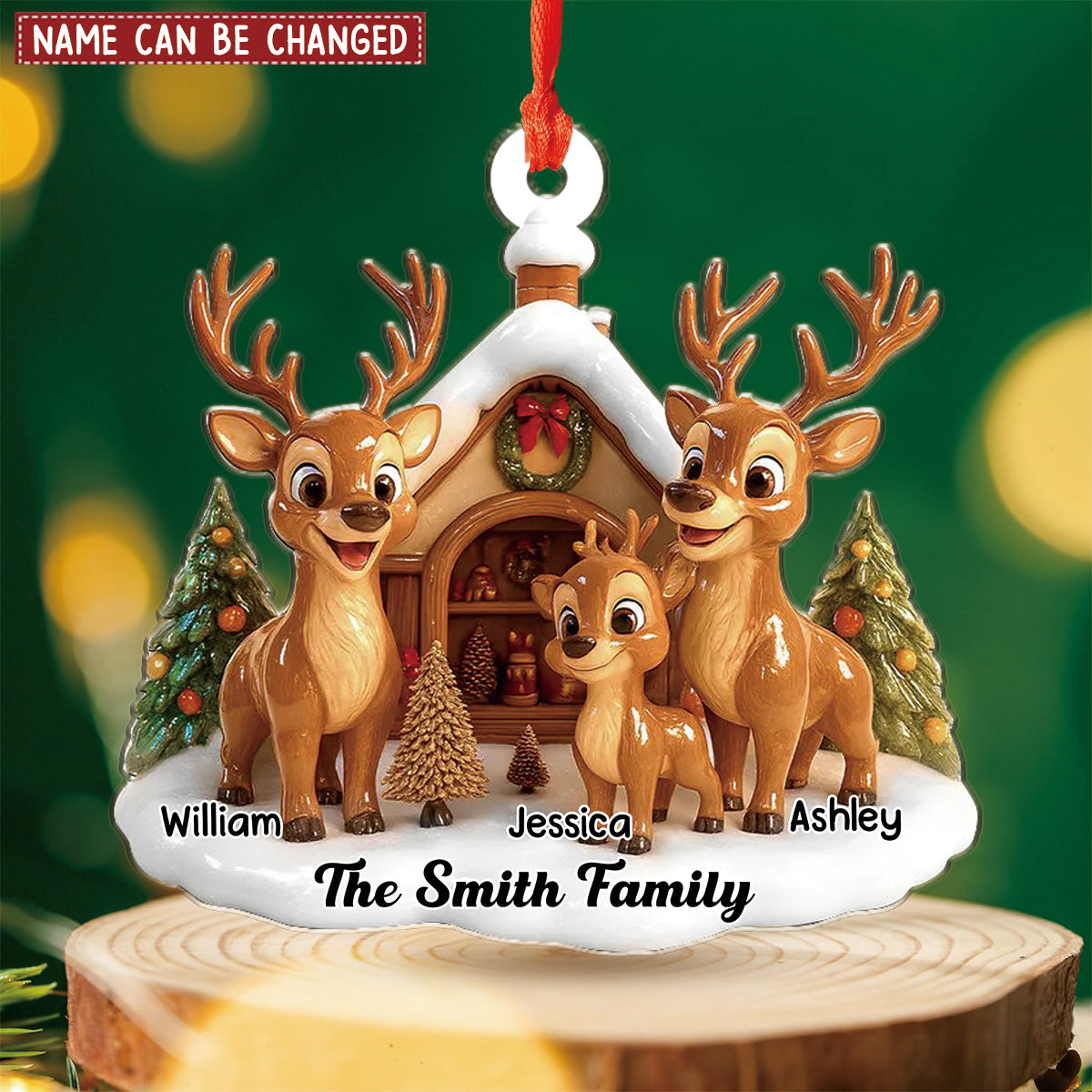 Reindeer Family - Personalized Christmas Acrylic Ornament