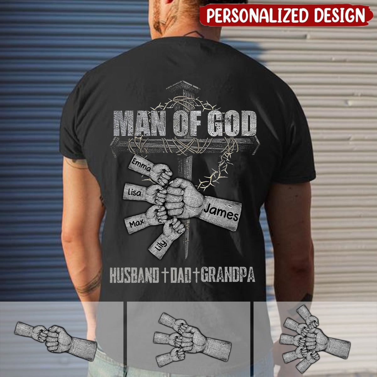 Man Of God Fist Bump Fathers Day Gift For Daddy Grandpa Poppop Personalized Shirt