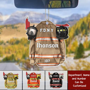 Firefighter Helmet With Oxygen Mask Personalized Acrylic Ornament, Gift For Firefighter
