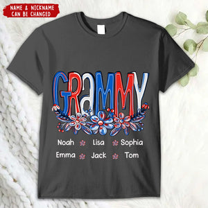 Red White Blue USA 4th July For Grandma And Kids Personalized Shirt