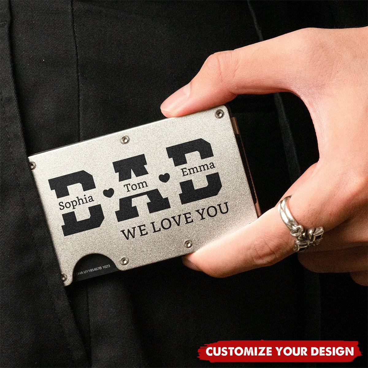 We Love You Dad - Personalized Metal Card Holder