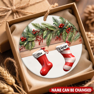 Family Christmas Stockings Personalized Ceramic Ornament