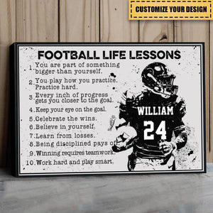 Personalized Football Poster, Canvas with custom Name & Number, Sport Gifts