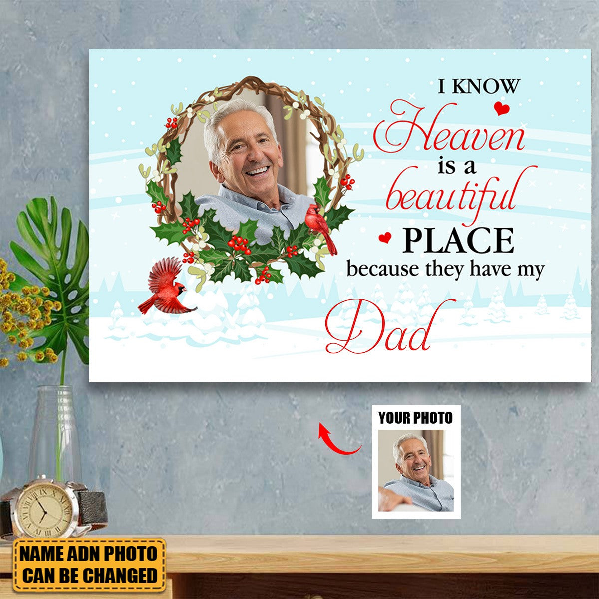 I Know Heaven Is A Beautiful Place Because They Have My Dad, Personalized Poster Gift