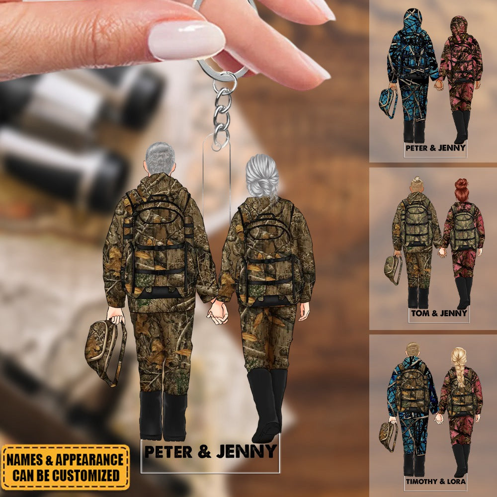 Hunting Couple - Personalized Acrylic Keychain - Valentine's Day, Anniversary Gift For Couple