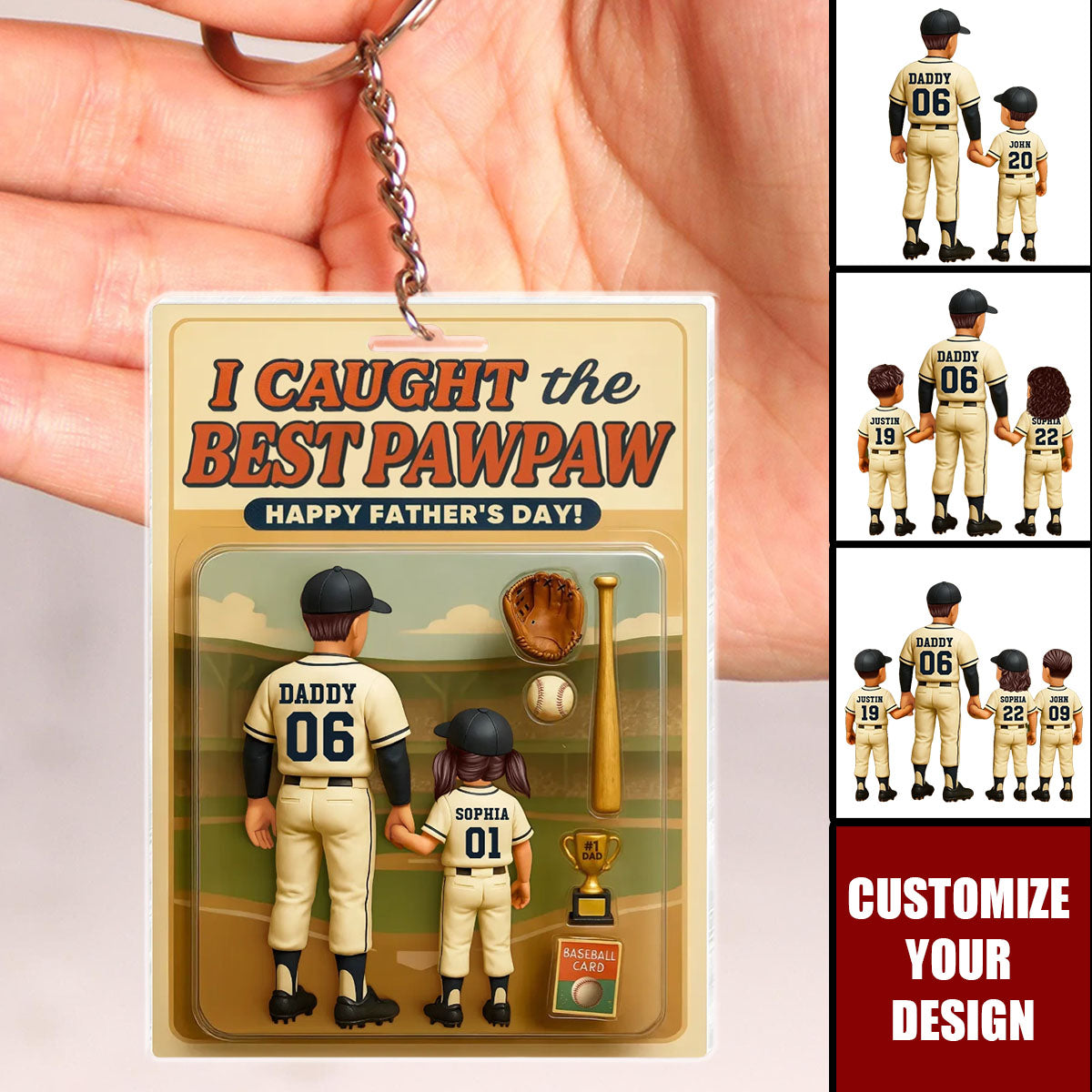 We Caught The Best Dad Baseball Personalized Keychain