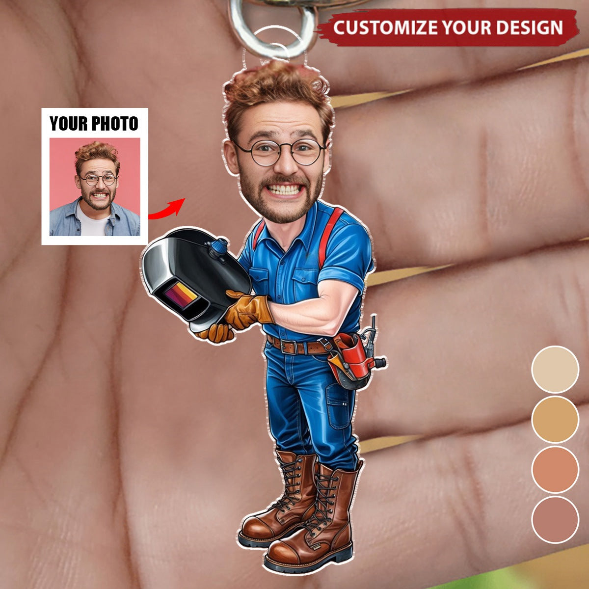 Custom Welder Photo Personalized Keychain - Gift For Metalworker