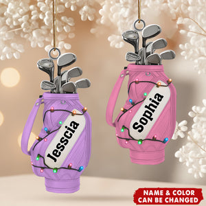 Custom Golf Bag Ornament with Name, Personalized Golf Lover Keepsake