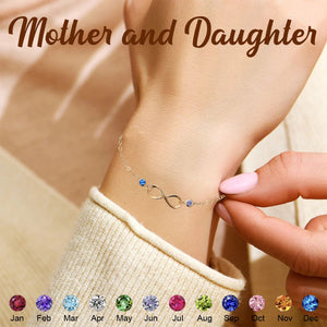 Mother and Daughter Forever Linked Together Infinite Custom Birthstone Bracelet