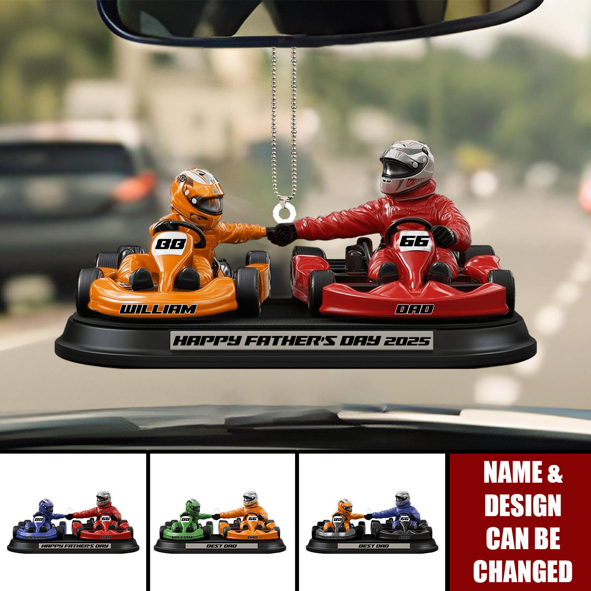 Kart Racing Loving Dad & Kid - Personalized Custom Shaped Ornament