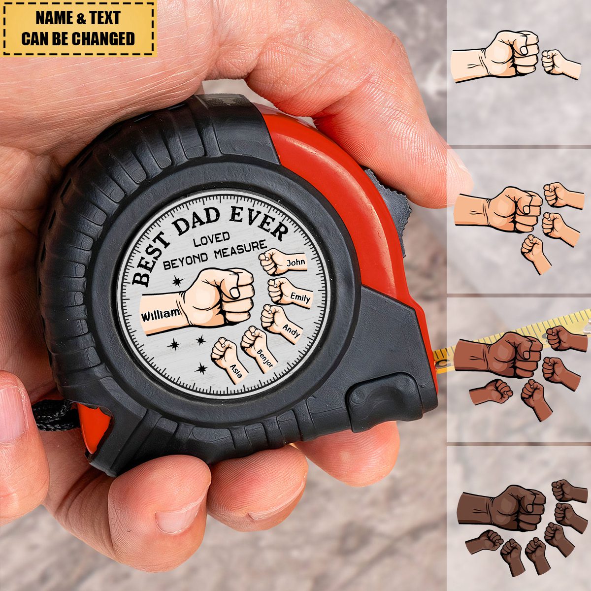 Loved Beyond Measure - Family Personalized Custom Tape Measure - Father's Day, Gift For Dad, Grandpa