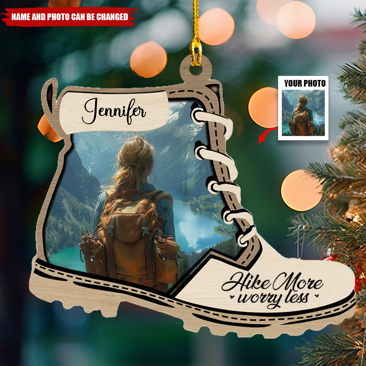 Personalized The Mountains Are Calling Customizable Wood Ornament For Christmas And Hiking Lovers