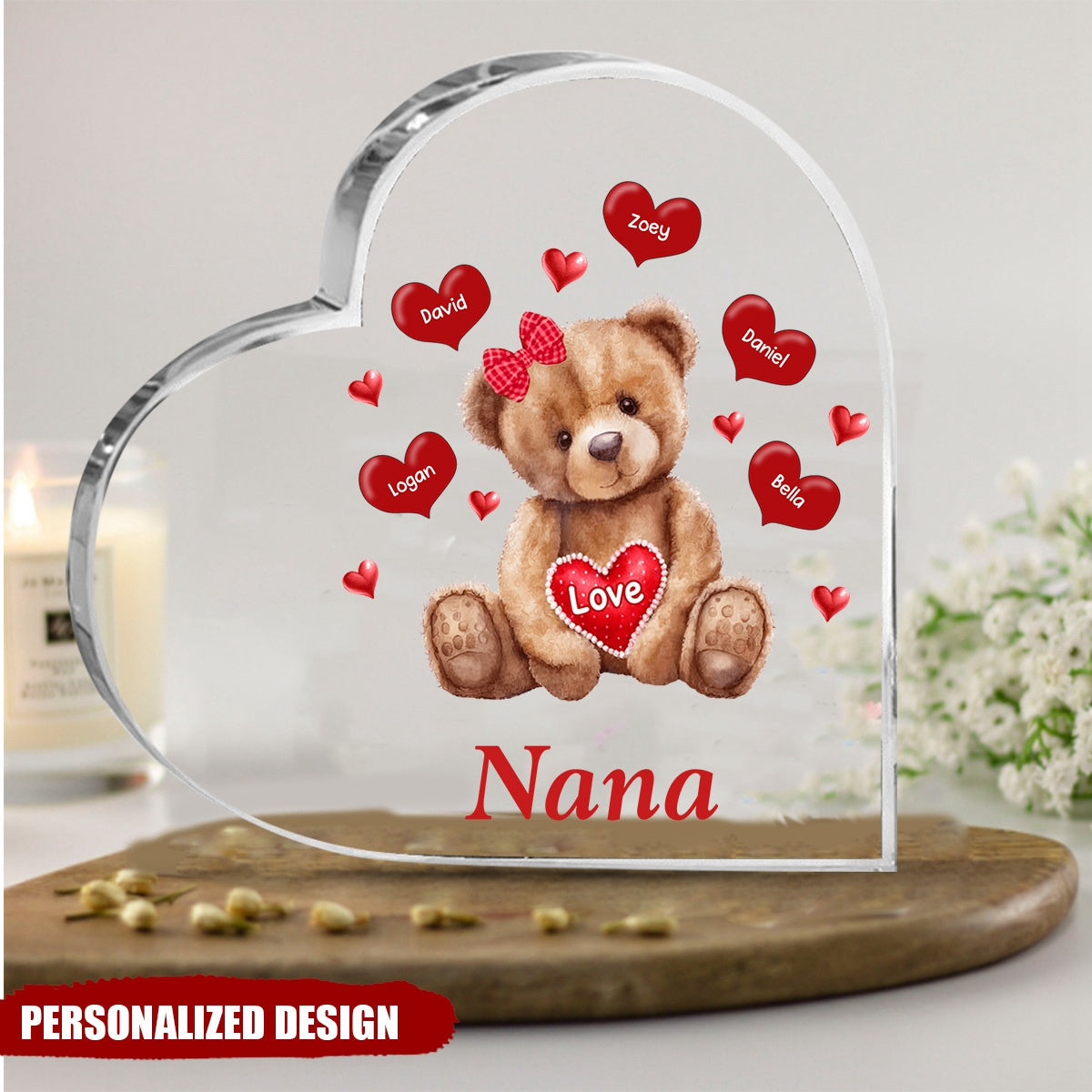 Mama Bear With Heart Kids Personalized Acrylic Plaque Mother's Day Gift