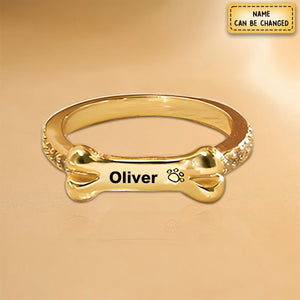 Personalized Dog Bone Shaped Ring
