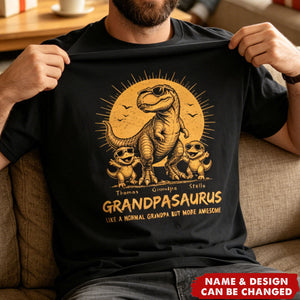 Retro Yellow Vintage Grandpasaurus - Personalized Shirt - Funny Father's Day Gift For Dad, Husband