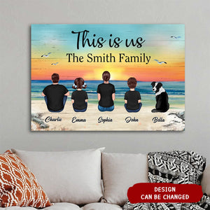 Custom Family Retro Vintage Beach Landscape Poster, Mother's Day Gift, Father's Day Gift