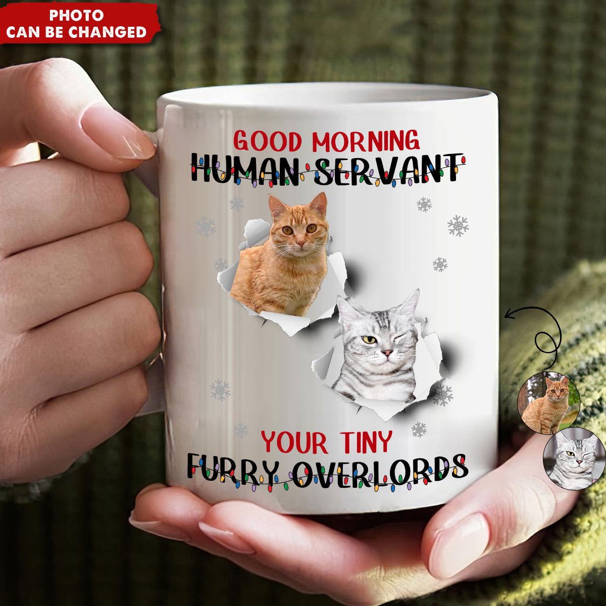 Good Morning Human Funny Style Christmas - Personalized Photo Mug