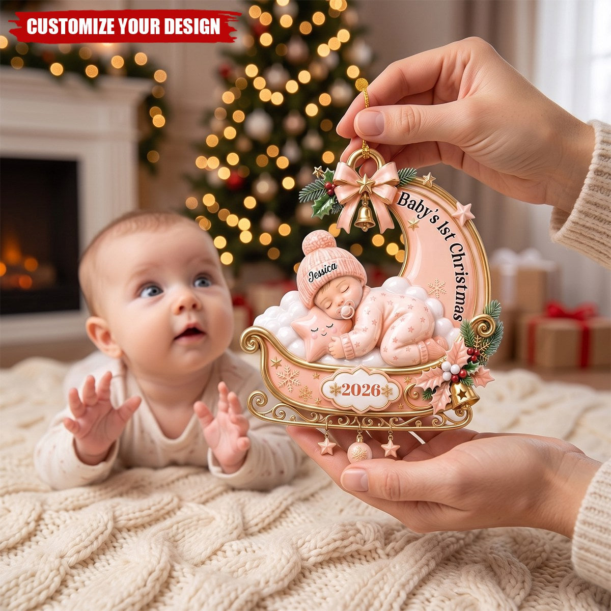 Tiny Miracle Arrived - Personalized 3D Effect Acrylic Ornament