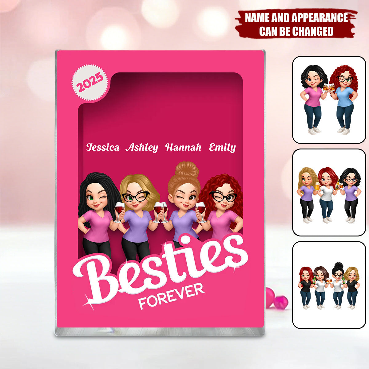 Besties Partner In Crime Pink Action Figure - Acrylic Block Plaque