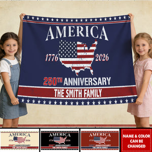 Personalized Family Name America 250th Anniversary Banner House Flag