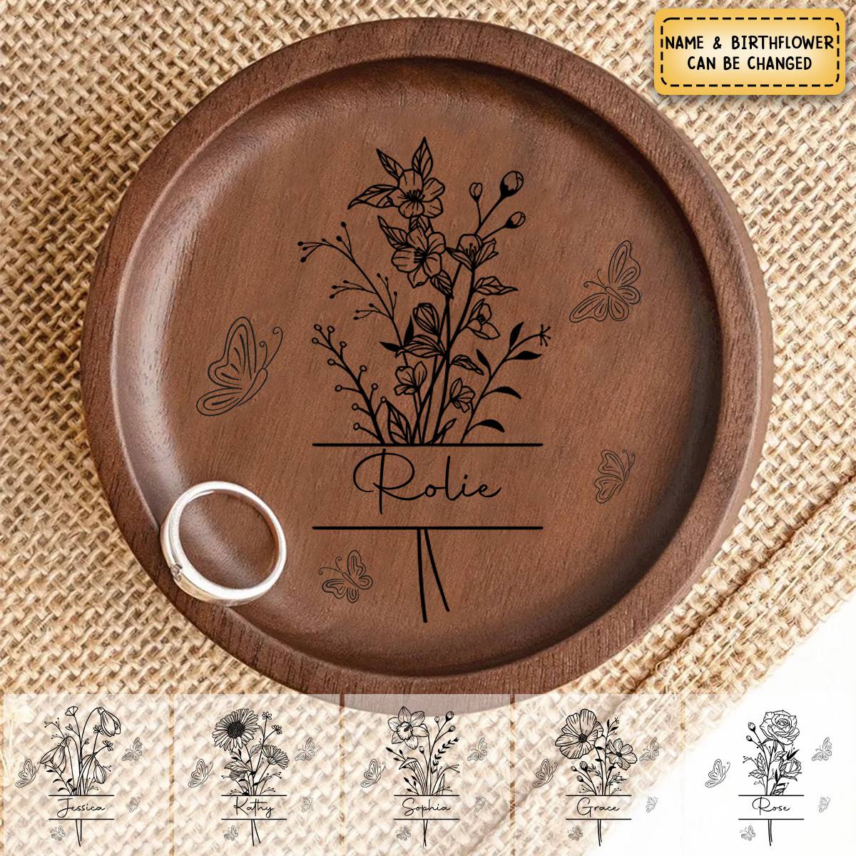 Friends Are Like Flowers In The Garden Of Life - Bestie Personalized Wooden Jewelry Dish