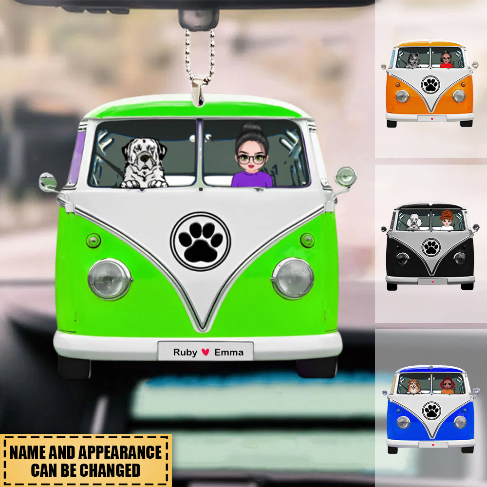 Personalized Woman And Cute Puppy Acrylic Ornament, Gift for Dog Lovers