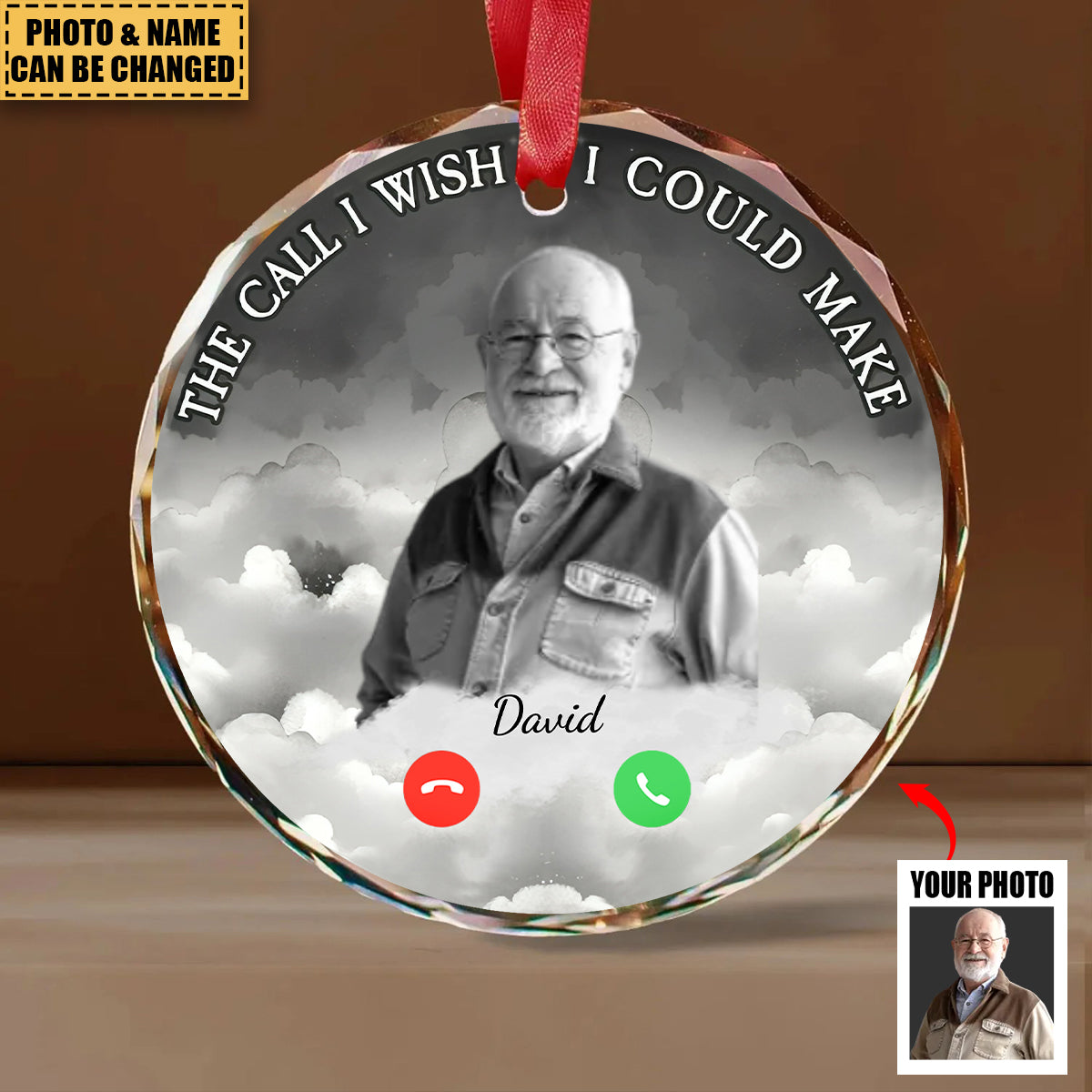 Custom Photo Christmas The Call I Wish I Could Make - Personalized Circle Glass Ornament