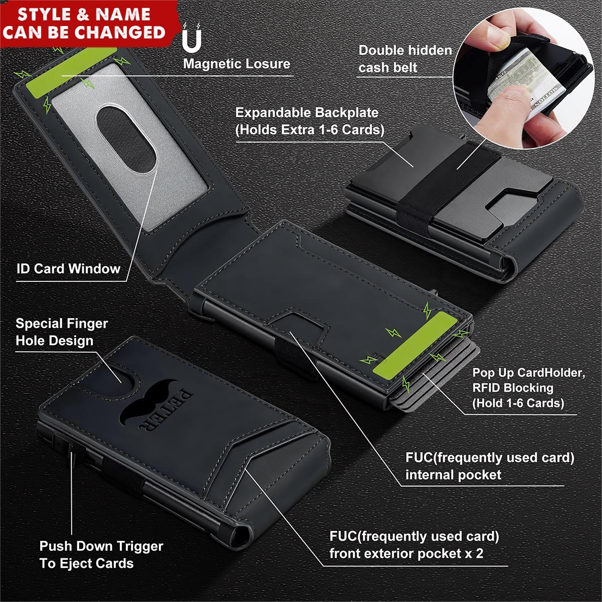 Personalized RFID Blocking Pop-Up Card Holder Bifold Wallet