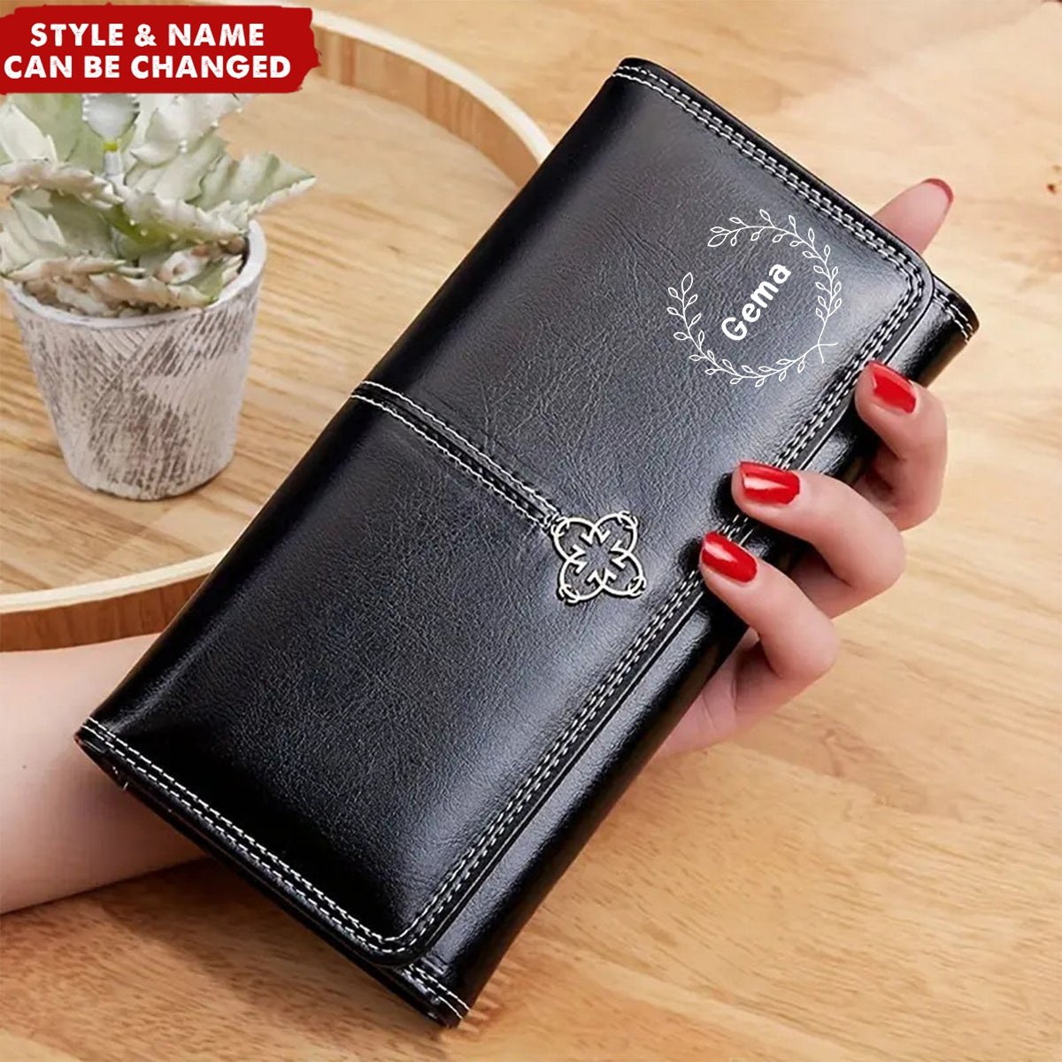 Flower Snap Multi-Card Slots Personalized Name Clutch Bag Wallet