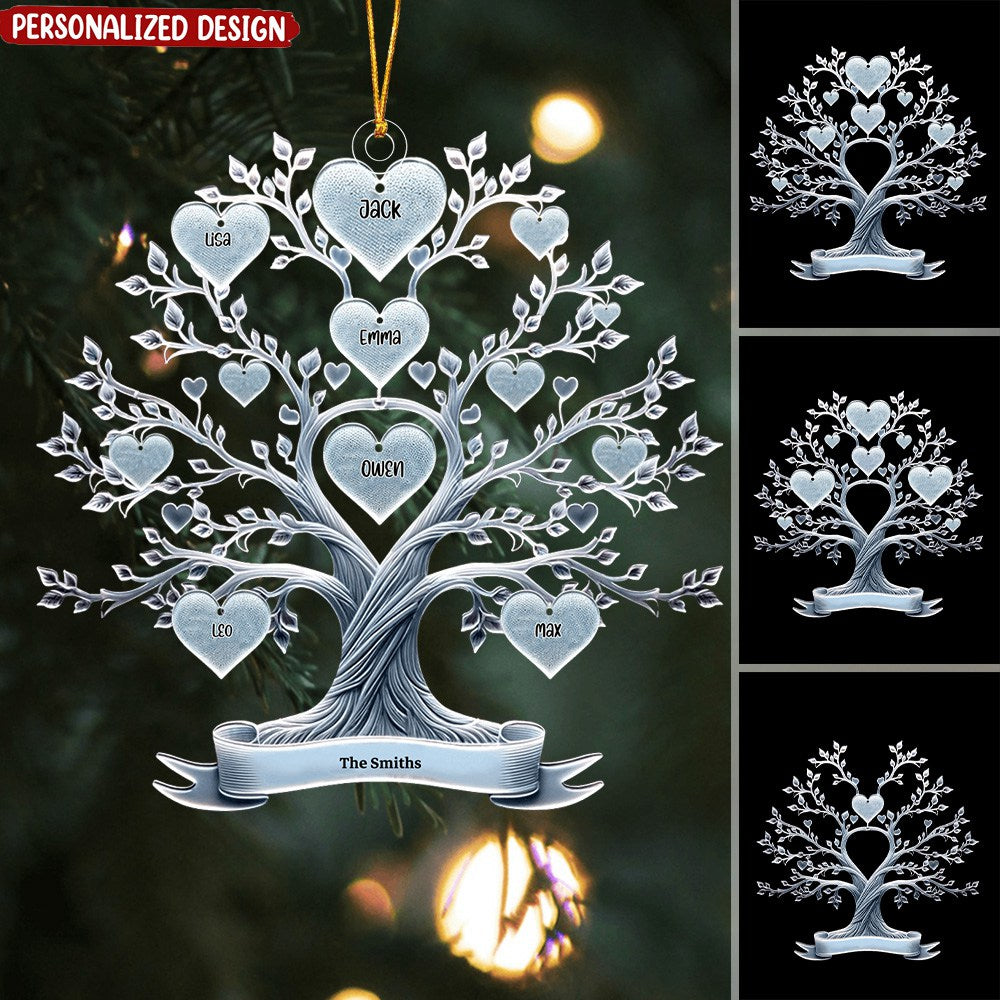 Family Tree Name - Gift For Parents Grandparents, Christmas Gifts For Families, Gifts From Children Grandchildren Personalized Acrylic Ornament