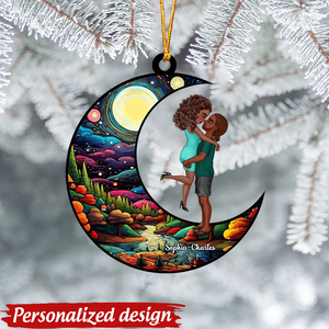 Personalized Romantic Couple on Moon Ornament
