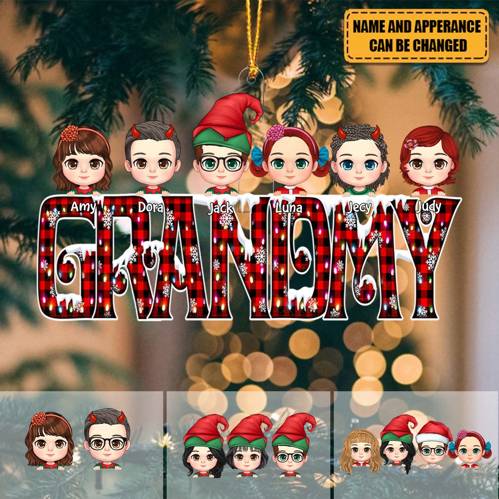 Cute Christmas Kids Custom Family Members Nickname Personalized Acrylic Christmas Ornament