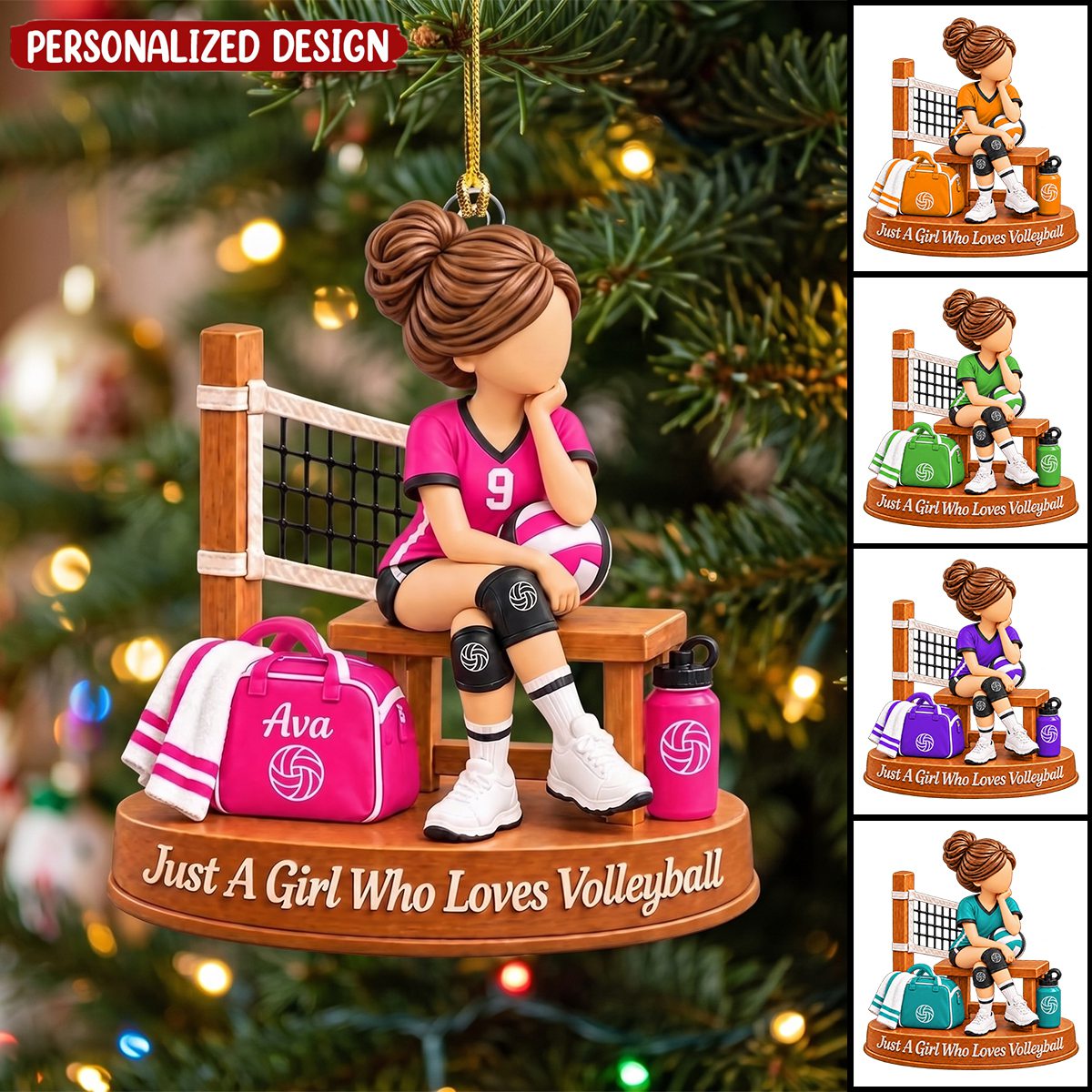 Personalized Volleyball Girl Ornament, Custom Name Keepsake