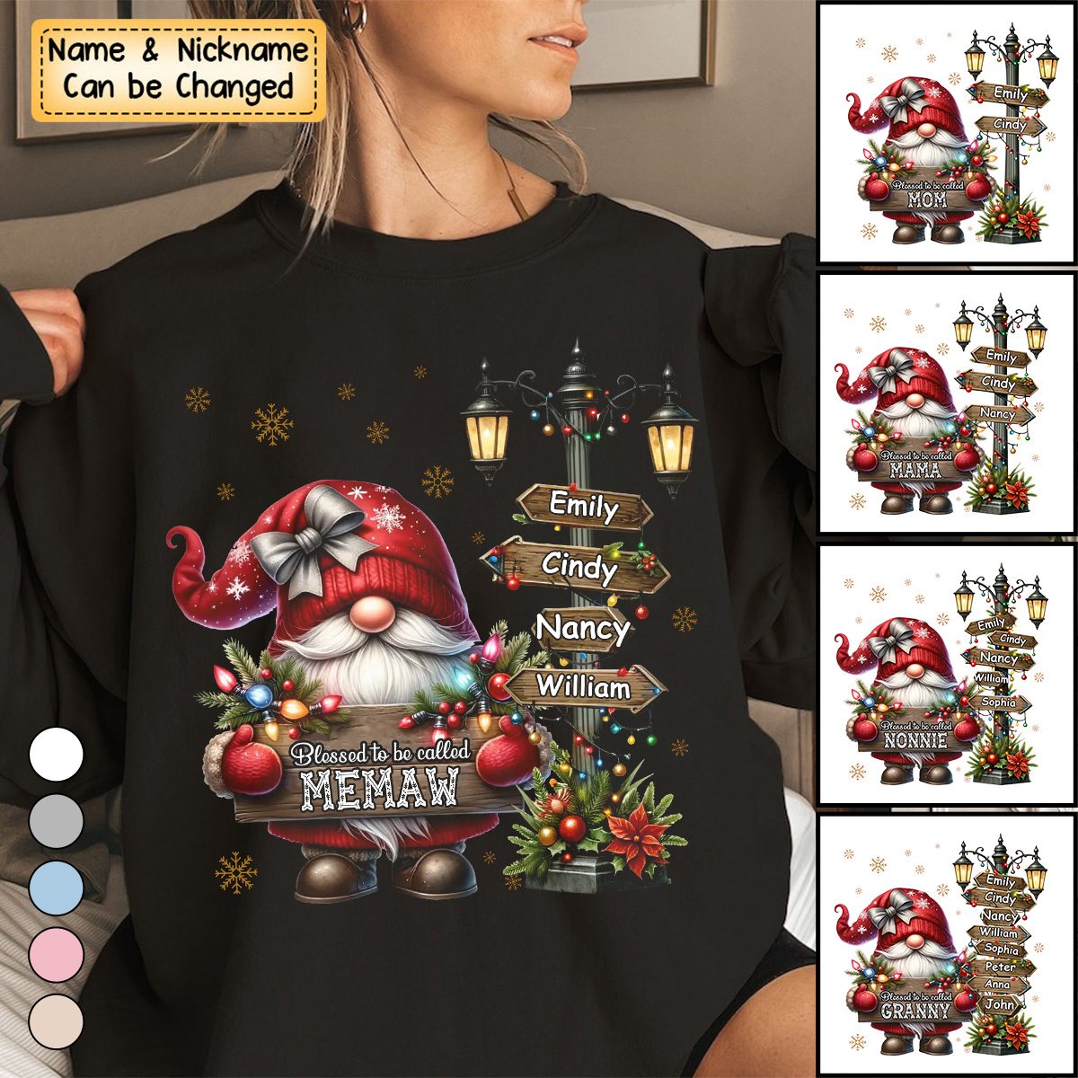 Personalized Grandma And Kids Christmas Dwarf Sweatshirt - Gift For Nana, Mom