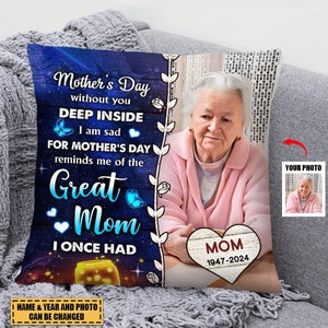 Gift For Lost Mom Memorial Photo Upload Pillow